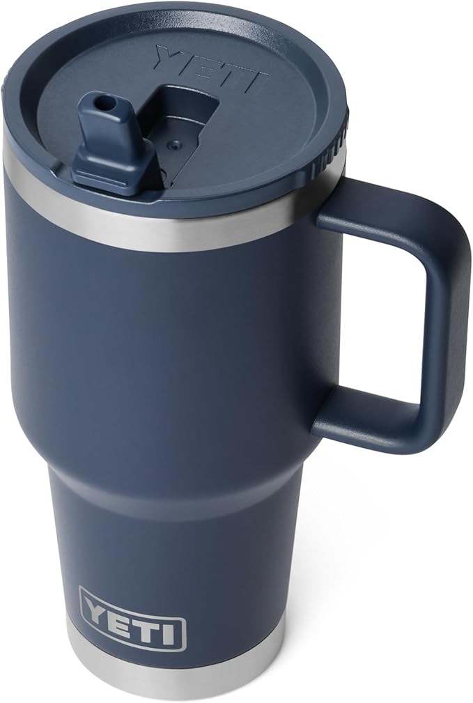 YETI Rambler 30 oz Travel Mug with Flip Straw Lid – Stainless Steel, Vacuum Insulated, Leakproof, Cup Holder Friendly