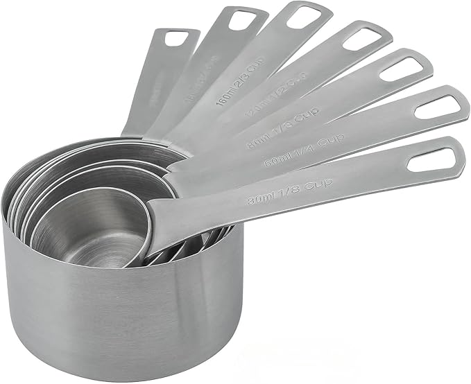 Smithcraft Measuring Cups Set for Kitchen and Baking Tools, Stainless Steel Measuring Cups Set 18/8(304) Steel Material Heavy Duty 7 Measuring Cups and 1 Ring Set of 8