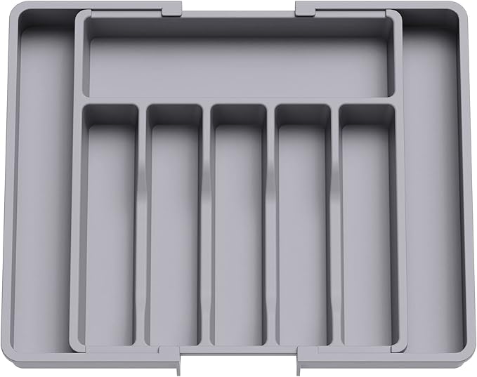 Lifewit Silverware Drawer Organizer, Expandable Cooking Utensil Tray, Adjustable Plastic Storage for Spoons Forks Knives, Large