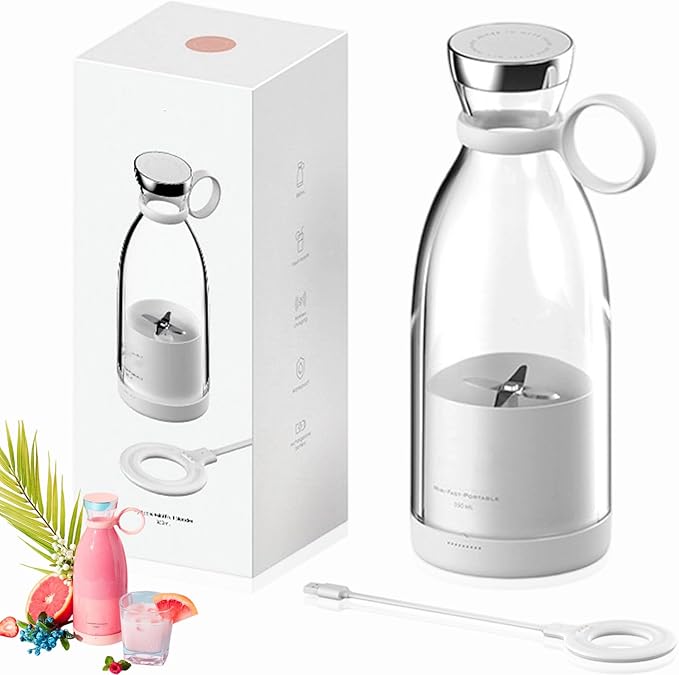 Portable Blender for Smoothies, Personal Small Smoothie Blender with 11.83 Oz/350ml for Shakes and Smoothies, Durable Stainless Steel Blades, Magnetic Charging, Convenient (White)