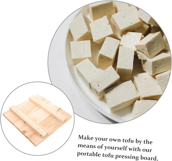 KICHOUSE Wooden Tofu Press Tofu Maker Wooden Cheese Making Molds Wood Press Board