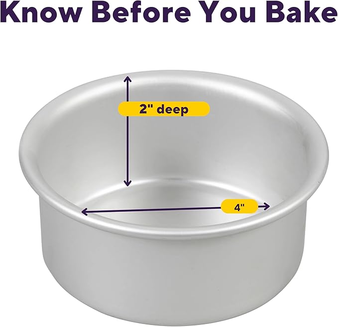 Wilton Aluminum Round Cake Pan, Durable Anodized Bakeware for Tiered & Layered Cakes, Even Heating, Rust-Resistant, Professional Cake Baking Pans, 4 x 2 in