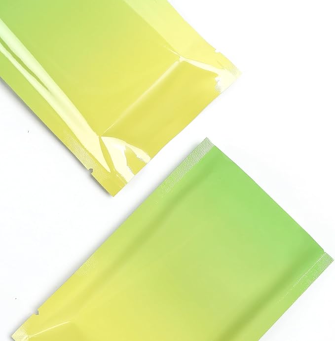 100 Pcs Custom Glossy Mini Mylar Bags, Custom Logo/Text/Barcode, Single Side One Color Print, Heat Seal Pouches with Tear Notches for Food, Small Business, Retail (Yellow Glossy, 8 * 12CM/3.2"*4.7")