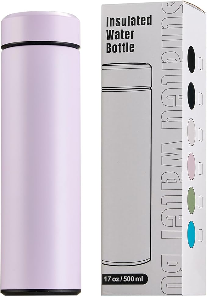 PARACITY Insulated Water Bottle,15 oz Stainless Steel Thermal mug, Double Wall Vacuum Water Bottle, Metal Water Bottle Keeps Hot for 12 Hrs, Cold for 24 Hrs, for Coffee, Drinks(pink)