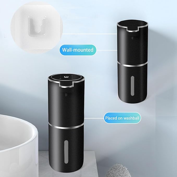 Automatic Soap Dispenser – Touchless Foaming Soap Dispenser 400ml USB Rechargeable Dispenser Electric Wall Mounted 4levels Adjustable Foam Dispenser Pump for Bathroom Kitchen Dish Soap(Black)