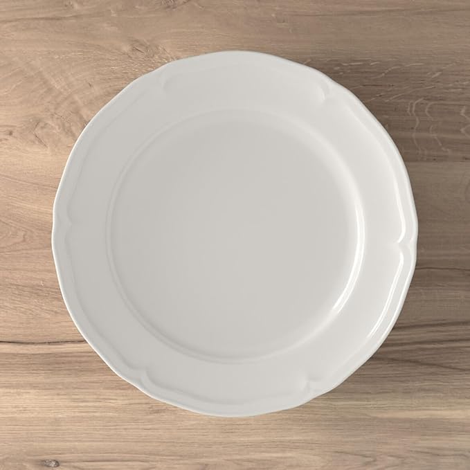 Villeroy & Boch Manoir 18-Piece Dinnerware Set, Plates & Bowls, Premium Porcelain, Made in Germany, Dishwasher & Microwave Safe, Rich, Creamy White