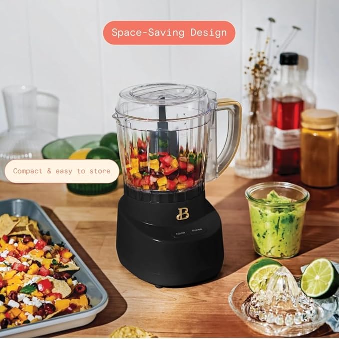 3-Cup Mini Food Chopper 250W with Bowl, Electric Food Processor, Chop & Puree Function, Dishwasher Safe Parts, Safety Lid, Compact Kitchen Appliance (Black)
