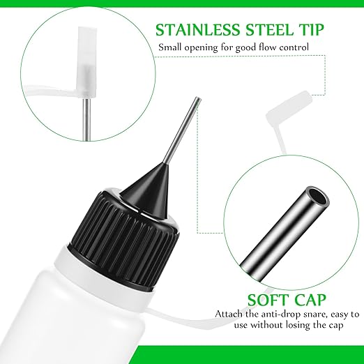 Zhehao 100 Pcs 10 ML Narrow Tip Applicator Bottle Mini Needle Tip Glue Bottle Applicator Precision Translucent Glue for Alcohol Ink DIY Quilling Acrylic Painting (Black)