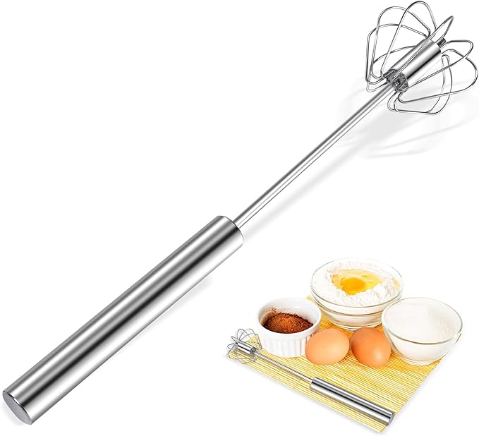 Stainless Steel Egg Whisk, 12 Inch Hand Mixer, Upgraded Semi-automatic Whisk, Ideal For Blending, Whisking, Baking tool, Beating Eggs, Butter & Milk, Suitable For Home Kitchen Use.
