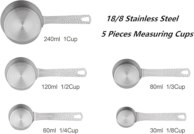 Measuring Cups and Spoons Set 13, 18/8 Stainless Steel Measuring Cups and Spoons Set for Baking and Kitchen, Metal Measuring Cups Set