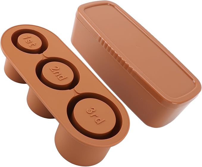 Silicone Ice Cube Tray, Spill Hollow Cylindrical Ice Tray, Easy Release, Safe, Large Capacity, Removable Lid, Reusable for Freezer (Brown)