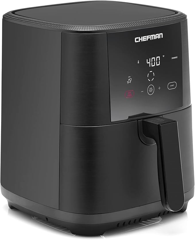 Chefman TurboFry Touch Air Fryer, The Most Compact And Healthy Way To Cook Oil-Free, One-Touch Digital Controls And Shake Reminder For The Perfect Crispy And Low-Calorie Finish, 5 Quart