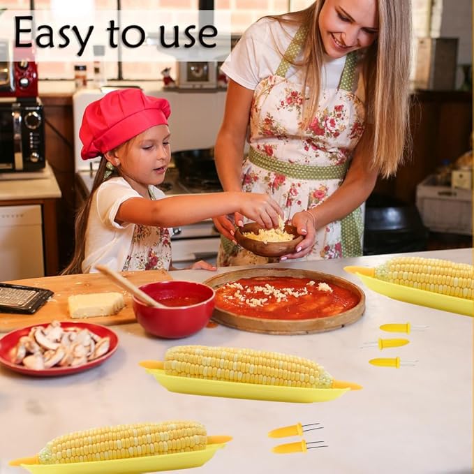 Corn Dishes and Holders - 16 Pack Holders, 8 Pack Dishes - Stainless Steel, Perfect for Corn on the Cob