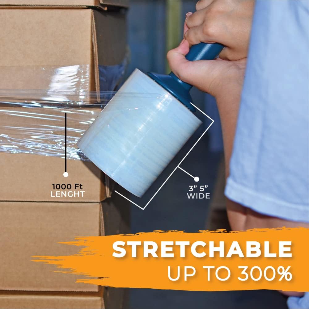 WOD SFD5 Industrial Mini Hand Stretch Wrap Film Plastic Dispenser - Used for Storage Moving, Pallet Wrap, Packaging, Wrapping: Fits 3 in Core (Pack of 100)