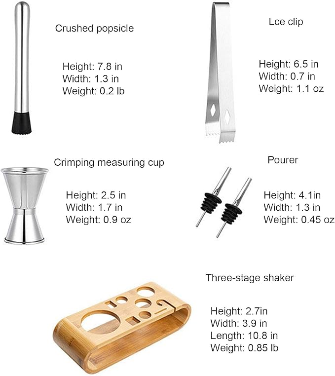 10-Piece Stainless Steel Cocktail Shaker Set with Stand – Bartender Kit w/Martini Shaker, Jigger, Strainer, Ice Tools & Decanter for Home Bar, Party & Gift
