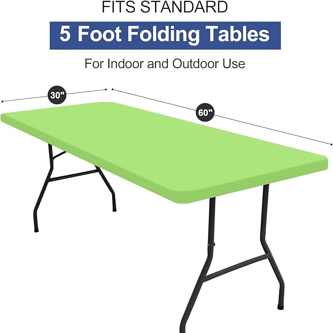 homing Rectangle Table Cloth Cover, Waterproof Polyester Elastic Fitted Tablecloth, Fits for 5 Foot Folding Tables, Washable Table Protector for Picnic, Camping, Outdoor (Lime Green, 30" x 60")