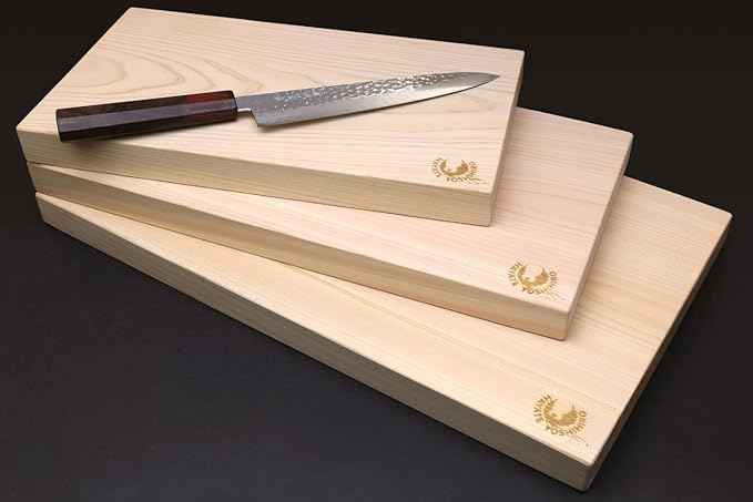 Yoshihiro Japanese Hinoki Cypress Natural One-Piece Wooden Professional Grade Cutting Board - Made in Japan (Large)