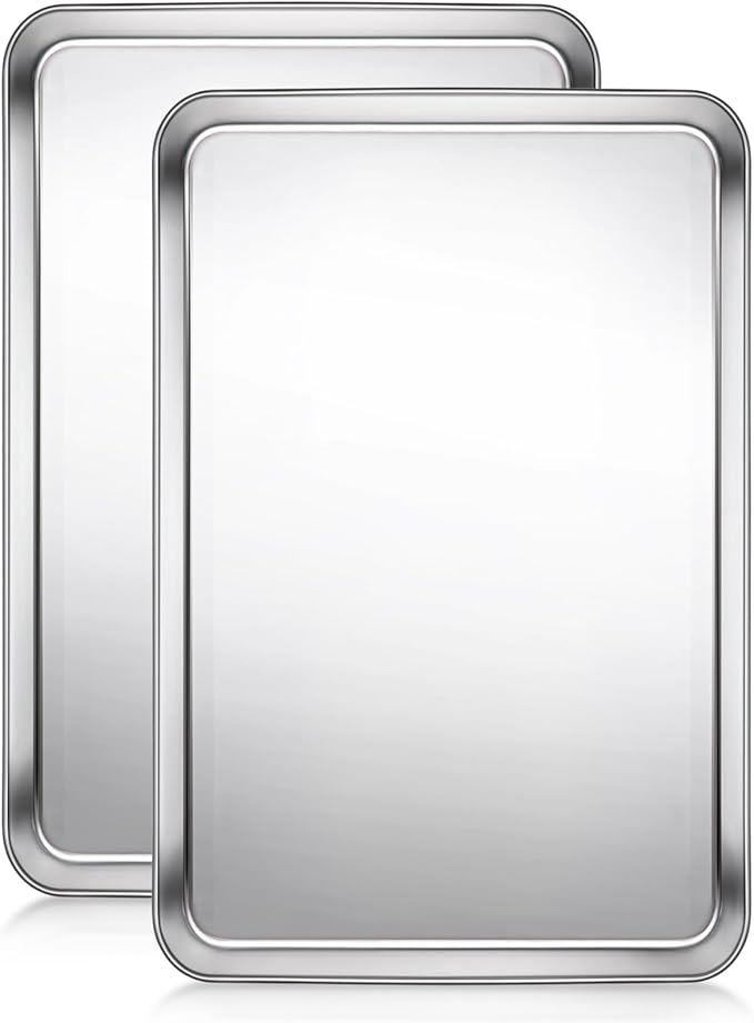 Terlulu Baking Sheet, Cookie Sheet, Stainless Steel Baking Pan, 2 Piece-19.6''x 13.8'' x 1.2'', Large Sheet Pan for Oven, Baking Tray for Baking&Roasting, Nonstick&Nontoxic&Easy Clean