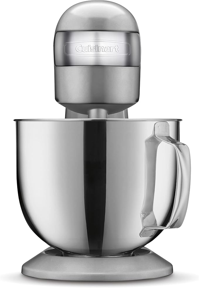 Cuisinart SMD-50BC Precision Pro 5.5-Quart Digital Stand Mixer With 12-Speeds, 3 Preprogrammed Food Prep Settings, Mixing Bowl, Whisk, Flat Mixing Paddle, Dough Hook, And Splash Guard, Silver Lining