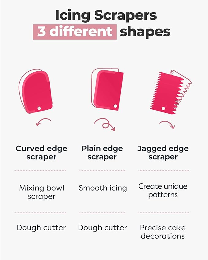 Kootek Cake Decorating Kit Baking Supplies Set Cake Turntable with 2 Frosting Straight Angled Spatula 3 Icing Smoother Scrapers Baking Accessories Tools for Beginners and Pros, Mother's Day, Pink