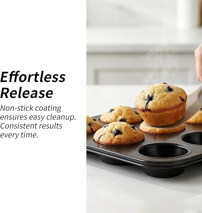 6 Pack 12 Cup Muffin Tin, Carbon Steel Muffin Baking Pan Nonstick Cupcake Pan for Muffins, Cupcakes and Pudding Baking