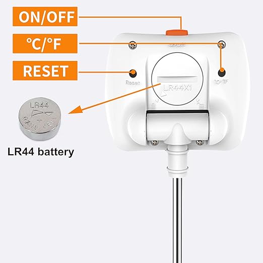 Digital Candy Thermometer with Adjustable Display, 304 Stainless Steel Probe, -58°F~572°F, White Body, Includes 2 Pot Clips & Heat-Insulating Pad for Sugar Syrup, Jam, Chocolate, Frying Oil