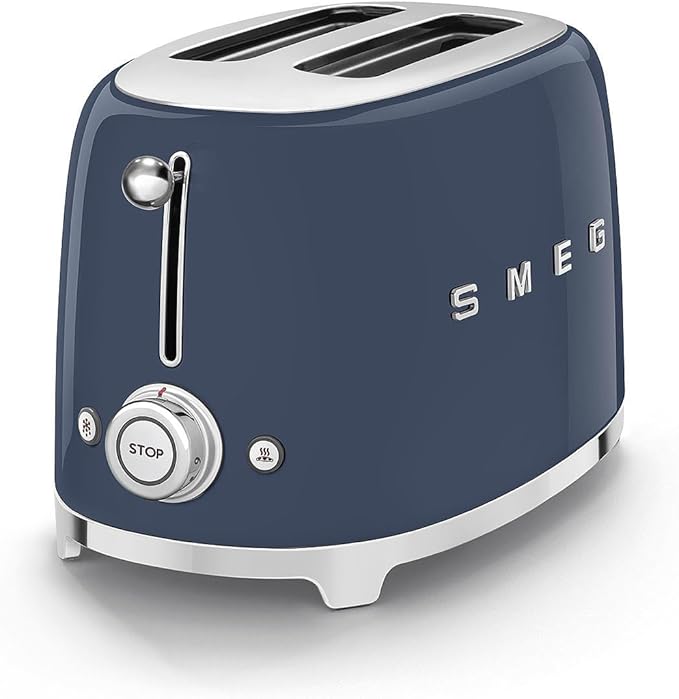 SMEG 2 Slice Toaster with 6 Presets and Defrost Function and Removable Crumb Tray (Navy)