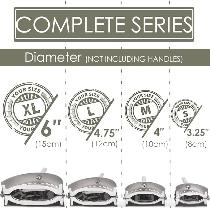 KAYCROWN Empanada Maker Press, Stainless Steel Dumpling Maker Set, 2-in-1 Dough Cutter Dumpling Mold Set for Ravioli, Pierogi, Turnovers, Calzone, Dumpling, 4 Sizes (XL/6"+L/4.75"+M/4"+S/3.25")