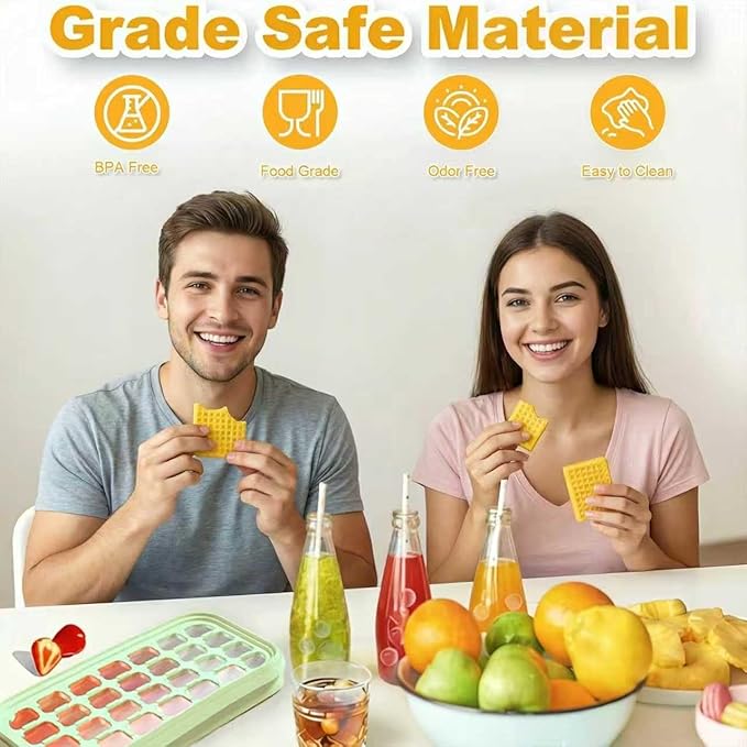 Plastic Ice Cube Trays + Silicone Ice Cube Trays with Lid and Bin