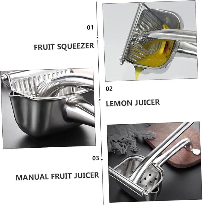Stainless Steel Manual Fruit Juicer Food-grade Squeezer for and Juice Extraction Ergonomic Handle Labor-saving Design for Home Use