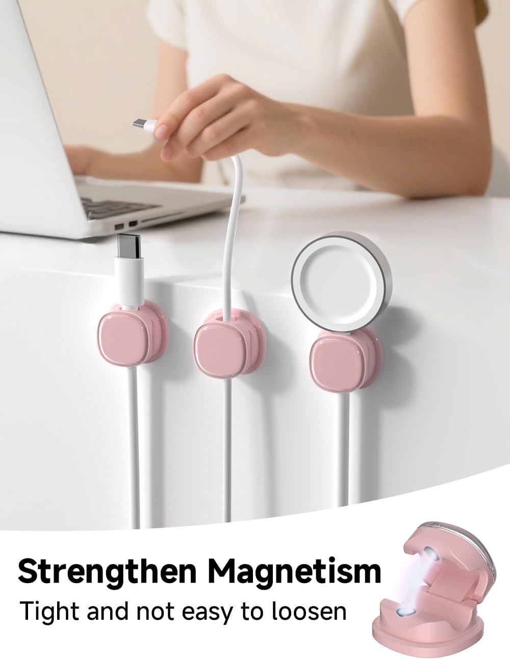 Magnetic Cable Clips, Adjustable Cord Holder Management, Adhesive Wire Keeper Organizer for Home Office Desk Phone PC Car Wall Desktop Nightstand Appliance (9-PCS Purple)