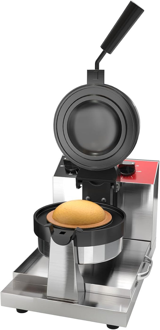 CROSSON Ice Cream UFO Burger Maker, Commercial Electric Burger Waffle Maker Sandwich Machine Rotating 180°Non-Stick Plate Machine/Adjustable Temperature and Timer for Restaurant Bakeries 120V/1300W