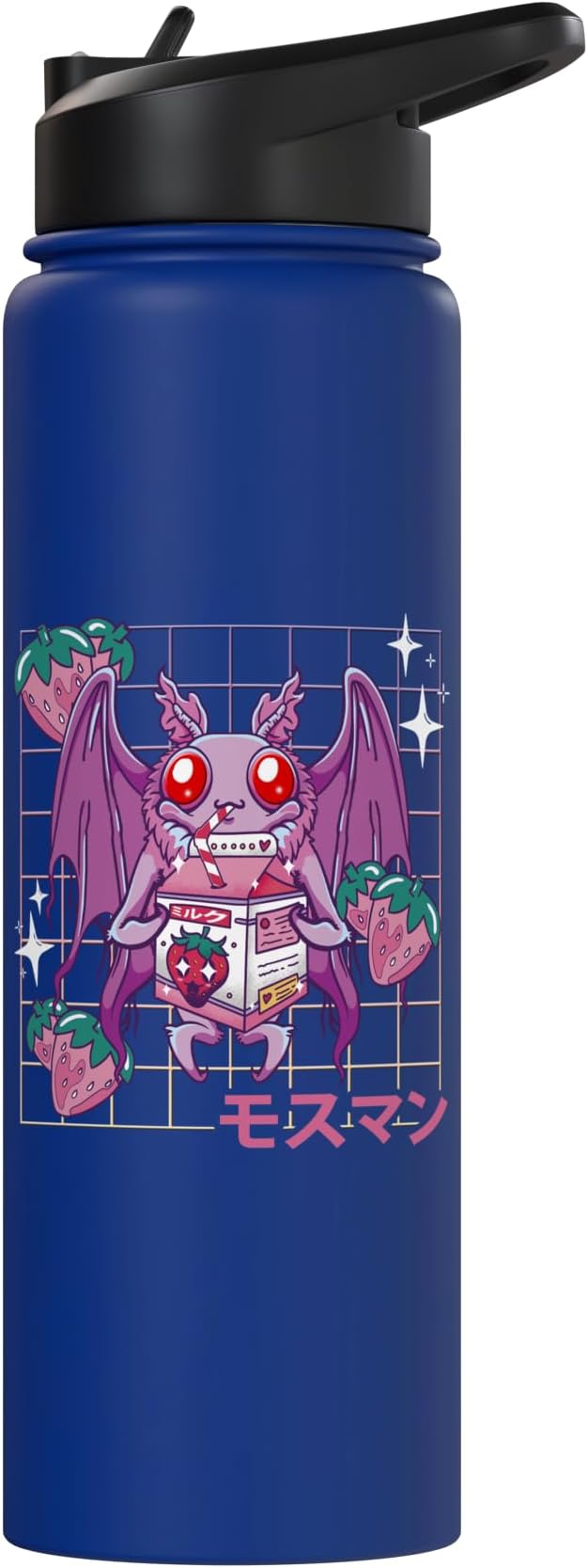 Kawaii Mothman Strawberry Milk Shake Carton Stainless Steel Insulated Water Bottle