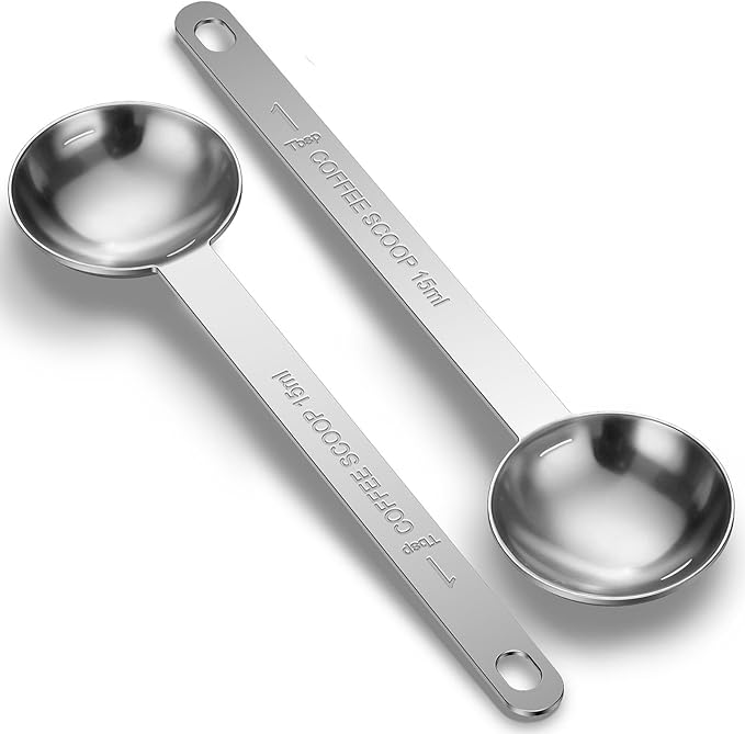2PCS Coffee Scoop Spoons, 15ML (1 Tablespoon) Stainless Steel Measuring Spoons with Long Handle, Durable Coffee Scoopers for Ground Coffee, Tea and Baking Powder