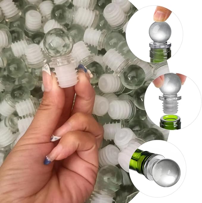 SHINEOFI Glass Ball Wine Stoppers 24Pcs High Polymer Aroma Dispenser Bottle Caps Convenient Reusable Sealers for Wine Bottles Kitchen Bar Use