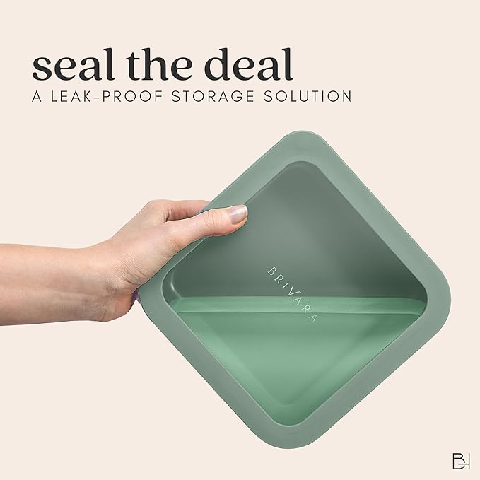 Ceramic Coated Glass Food Storage Container | No PTFE, PFOA, PFAS, and BPA | Reusable Non Toxic Meal Prep Container with Glass Lid | Easy To Store | 6 Cup Rectangle [Willow]