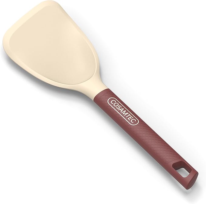 Silicone Small Spatula for Cooking Flexible Beveled Turner with Solid Inner Core and Heat Resistant Nylon Handle Ideal Spatula for Non-Stick Cookware