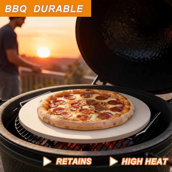 16" Round Pizza Stone, Large Cordierite Bread Baking Stone for Oven and Grill, Safe Circular Cooking Stone for Grill 16 Inch, Ideal for Grilling Baking Several Sizes of Pizzas