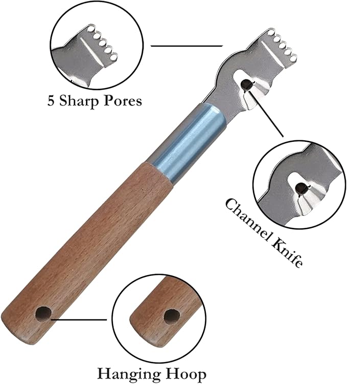 2Pcs Lemon Zester Tool Citrus Peeler Zester Grater with Handle Stainless Steel Fruit Grater Peeling Knife With Wooden Handle Multipurpose Kitchen Gadgets Bar Accessories