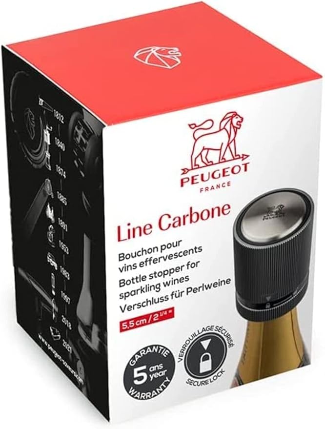 Peugeot Line Bottle Stopper For Sparking Wine/Champagne, Carbon Grey