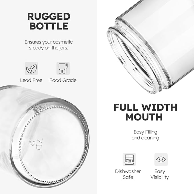 Tecohouse 8 oz Glass Jars with Lids, 30 Pack Candle Jars Canning Mason Jars with Lids, White Labels & Inner Liners, Empty Airtight Round Clear Slime Containers for Cream, Spice, Lotion, Ointments