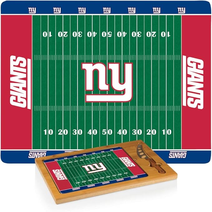 PICNIC TIME NFL Football Field Icon Glass Top Cutting Board & Knife Set, (Parawood & Bamboo)