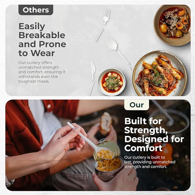 100% Compostable Spoons - (7 in.) 150 Large Biodegradable Spoon Disposable Eco Friendly Spoon Durable and Heat Resistant Alternative to Plastic Spoons with Convenient Tray, By