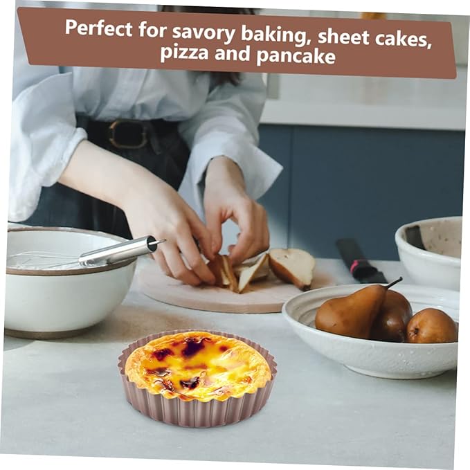 2pcs Non-stick Quiche Pan with Removable Bottom Heavy Duty Tart Pans for Baking for Family Gatherings and Special Occasions Round Design