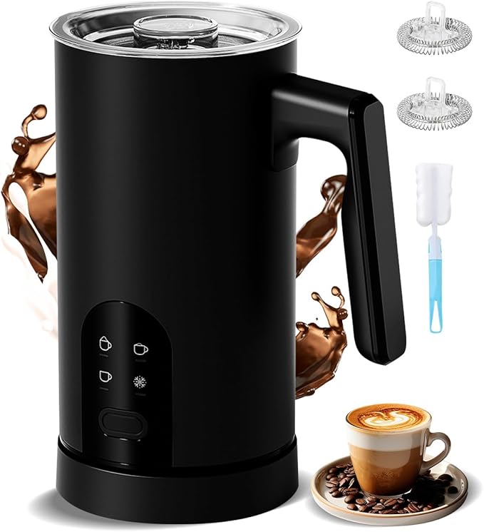 Electric Milk Frother, 4-in-1 Automatic Milk Frother and Steamer 11.8oz/350 ml, Hot and Cold Foam Maker, Milk steamer Warmer Heater Foamer for Coffee, Latte, Cappuccino, Matcha