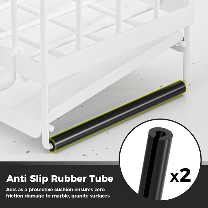 Sponge Holder for Kitchen Sink – Rustproof Stainless Steel with Detachable Drainboard, Brush Rack & Towel Bar | Compact, Non-Slip Design for Countertop Bathroom