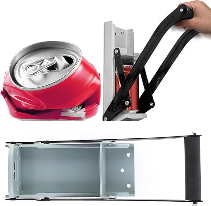 Can Crusher Smasher, 12‑oz Iron HeavyDuty Industrial Hardware Heavy Duty Wall Mounted A um Specialty Tools Gadgets Hand Tool for Recycling Bottle Crushing Soda Cans and Beer