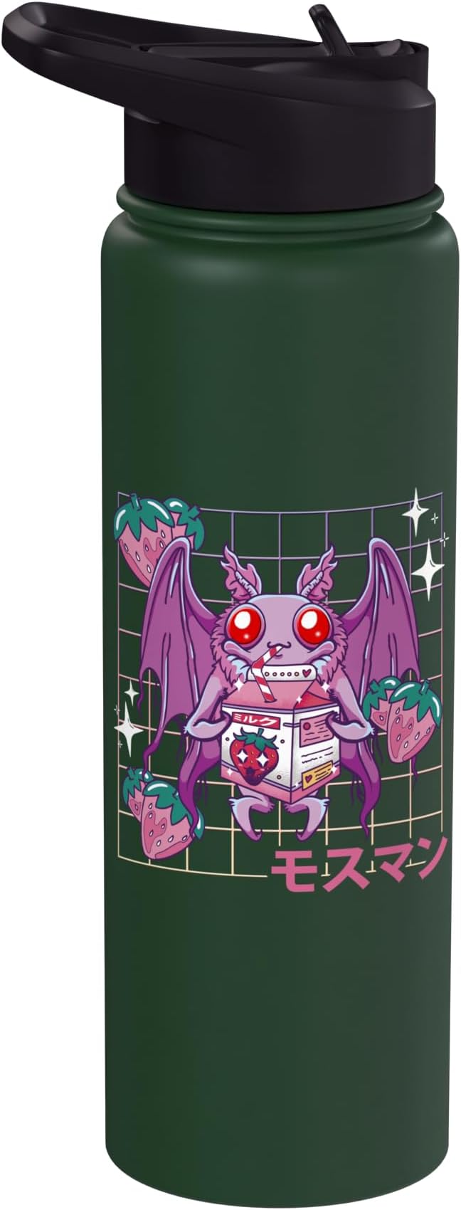 Kawaii Mothman Strawberry Milk Shake Carton Stainless Steel Insulated Water Bottle