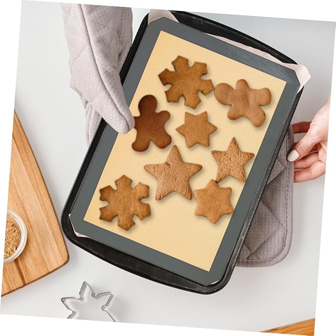 4pcs Heat Resistant Silicone Baking Mats Fiberglass, Non-stick Reusable Baking Pads for Home Bakery, Medium 42x29.5cm Small 30x21cm, Coffee Bottom, Food Safe Oven Liners
