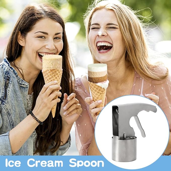 Ice Cream Scoop Set, Stainless Steel Ice Cream Scoop with Trigger Release, Ic-e Crea-m Ball Making Scooper Old Time Cylindrical Scooper for Fruits Mashed Potatoes(COLOR:Silver)